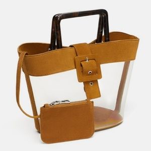 🆕️NWT Zara Vinyl Tote w/Tortoiseshell Handle